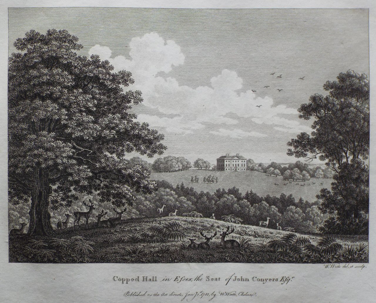 Print - Copped Hall in Essex, the Seat of John Conyers Esqr. - Watts